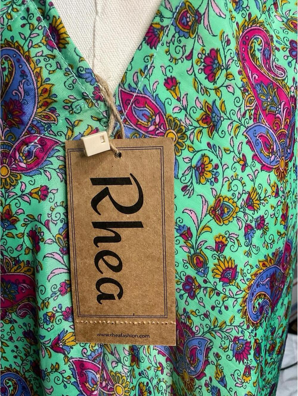 Rhea Backless Halter Dress S Paisley Green Pink Floral Tie Back Midi NWT A27 - Picture 8 of 8